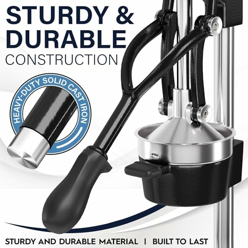 Heavy-duty manual juicer with sturdy cast iron construction.