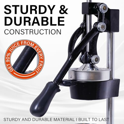 Manual juicer with sturdy construction and 90% juice efficiency.