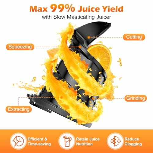 Slow masticating juicer parts with juice yield benefits.